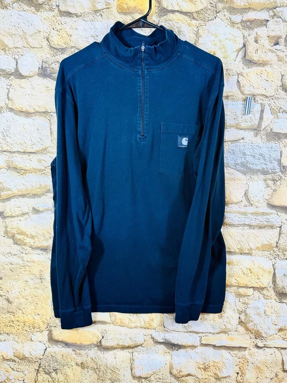 Carhartt Mens Force Relaxed Fit Long Sleeve Quarter Zip Pocket Shirt Black
